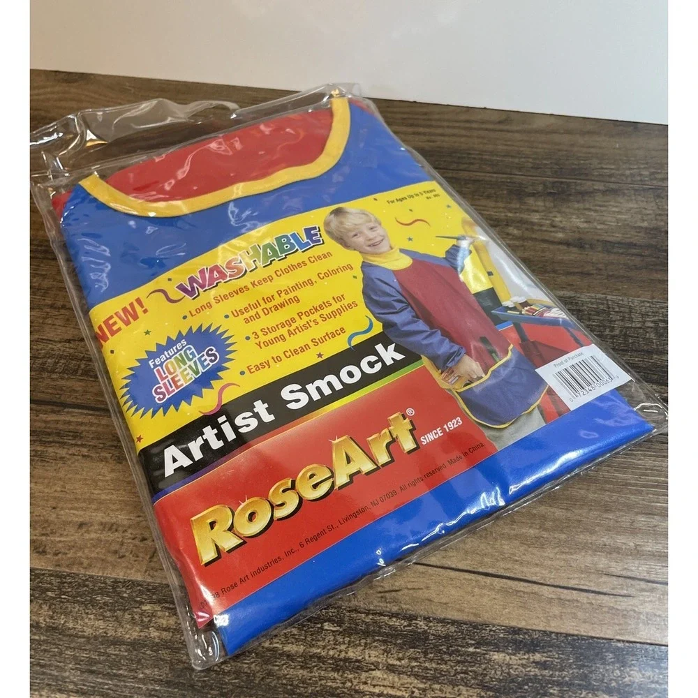 Vintage RoseArt Kids Artist Painting Smock Washable Long Sleeve Pocket Reusable
